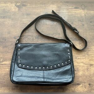 NWOT Black Studded Leather Shoulder Crossbody Bag